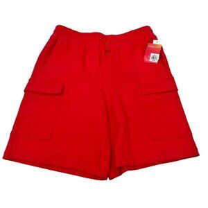 DSG Men’s Cargo Terry Shorts Bungee Cinch Relaxed Fit Radical Red M New
